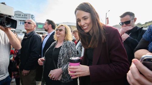 Jacinda Ardern on the campaign hustings in Lyttelton.