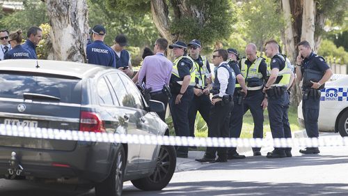 Police roped off the surrounding area to establish a crime scene yesterday (Image: AAP)