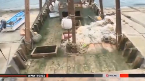 The deck of one of the "ghost ships". (NHK)