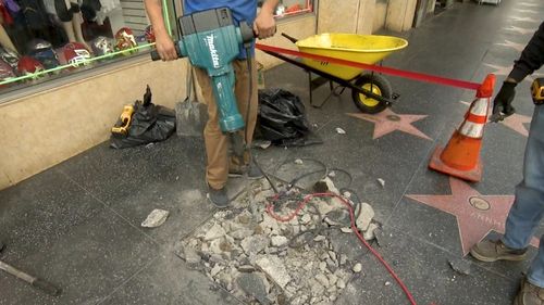 Steve Irwin's Hollywood Walk of Fame star is almost ready for its unveiling ceremony next week. Picture: 9NEWS.