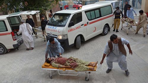 Provincial caretaker Home Minister Agha Umar Bungalzai says about 300 people were also wounded today when the bomber targeted a rally for candidate Siraj Raisani, who was running for a seat in the provincial legislature. Picture: EPA