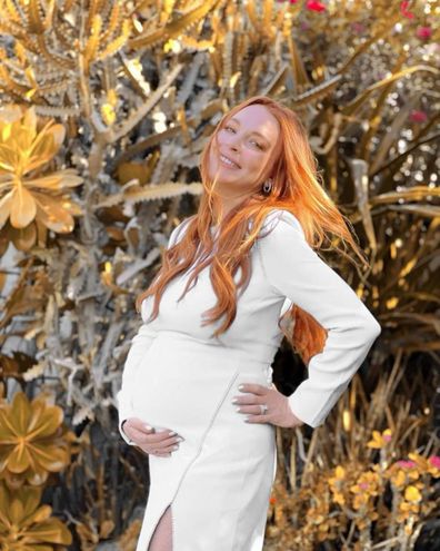 Lindsay Lohan celebrats her baby bump with during an intimate Baby Shower in New York. 
