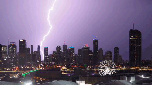 Lightning seen from South Bank. (Supplied: Aroha Watson)