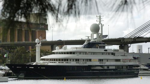 Reg Grundy's super yacht 'Boadicea' moored at Pyrmont in Sydney in 2005. In 2014, Grundy was 58th on the annual BRW Rich List, with an estimated fortune of $766 million. 