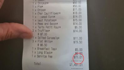 Customer stunned at $71 hidden fee at Perth restaurant