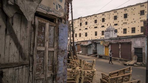 A deserted street during a lockdown in Agra, Uttar Pradesh, India.