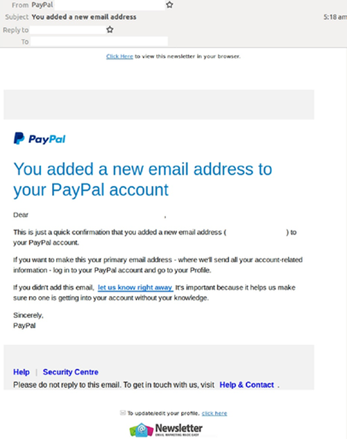 Adresse fake email paypal Scam alert: