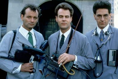 Ghostbusters 1984 film. L-R: Bill Murray, Dan Aykroyd and Harold Ramis.