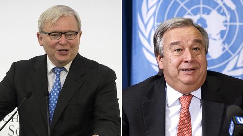 Former PM Kevin Rudd congratulates Antonio Guterres on UN election