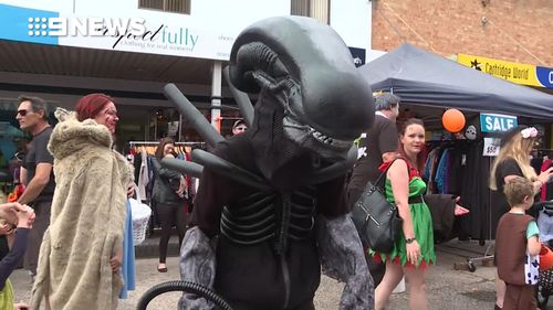 Thousands swarmed Main Street in Lithgow for the Halloween street party. (9NEWS)