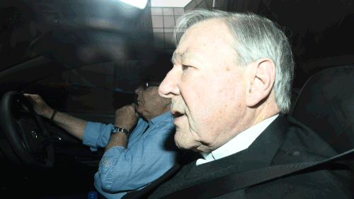 Cardinal George Pell after appearing in the Melbourne Magistrates' Court on October 5, 2017. (AAP)