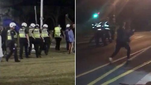 There have been fresh scenes of violence at the seaside town of Rye on Victoria’s Mornington Peninsula, with police officers forced to subdue schoolies with pepper spray.