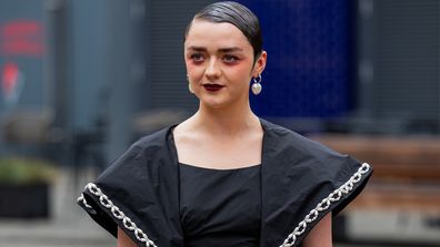 LONDON, ENGLAND - SEPTEMBER 17: Actress Maisie Williams is seen outside Simone Rocha during London Fashion Week September 2023 on September 17, 2023 in London, England. (Photo by Christian Vierig/Getty Images)