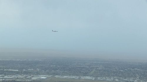 A dust storm is being blown towards the Melbourne CBD.