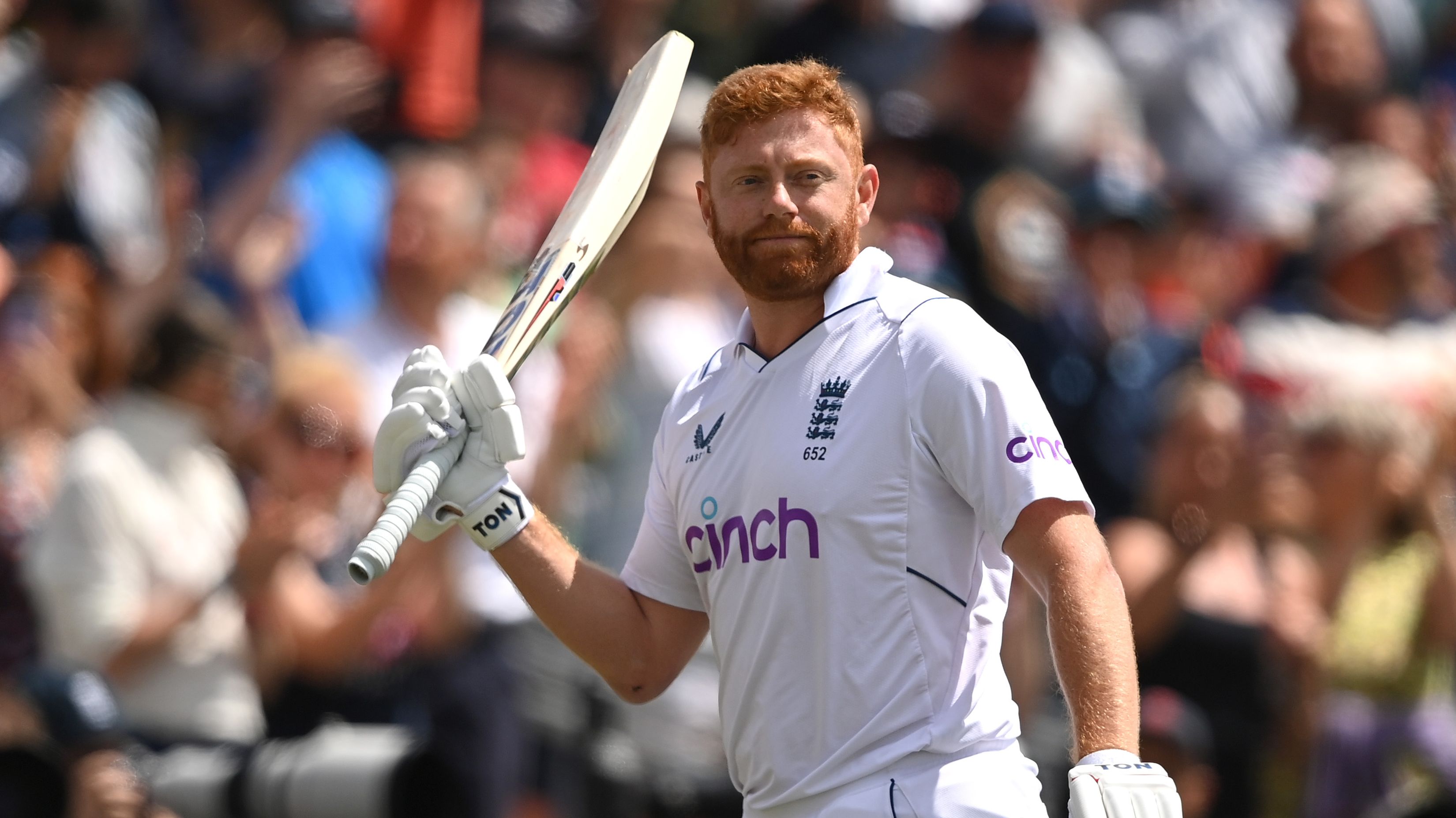 Jonny Bairstow leaves the field after being dismissed.
