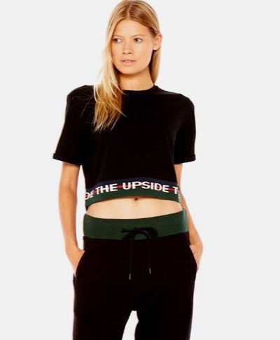 The cropped tee - The Upside<br>
<br>
If you’re working out in a 5
year-old T-shirt with the corporate logo of a company that no longer exists and
stains that won’t budge it’s time for an upgrade to The Upside.<br>
<br>
Founder Jodhi Meares is an expert
when it comes to looking great while raising a sweat and her Creed cropped Tee
is the ultimate reward for all of those agonising ab crunches.<br>
<br>
Black hides any sweat marks while
the logo strap on a green and red background elevates the T-shirt from barbell
to Bells Beach bar.<br>
<br>
The Upside, <a href="https://www.theupsidesport.com/catalog/product/view/id/19881/s/creed-cropped-tee-black-upl1726/category/26/" target="_blank" draggable="false">Creed Cropped Tee</a>, $119