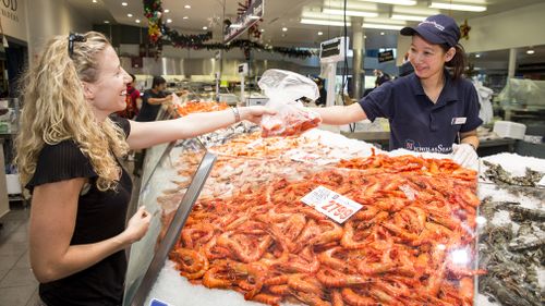 Australian Christmas seafood prawns