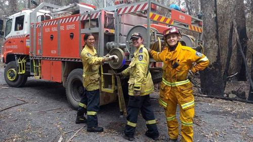 Claire O'Neill (right) with members of the Milton Brigade.