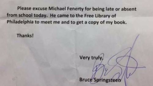 Bruce Springsteen signs student’s absent note to get him out of trouble