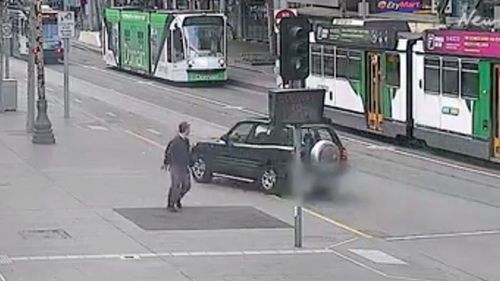 The boy drove at pedestrians and cyclists, doing skids and running red lights in the Melbourne CBD on AFL Grand Final day. (Herald Sun)