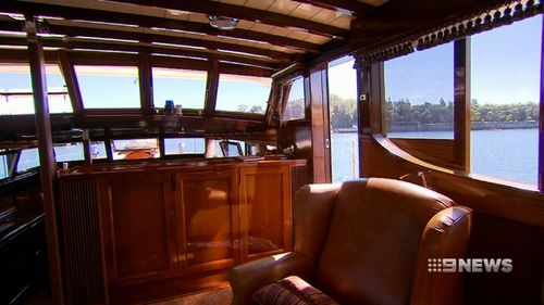 Made entirely from wood, the white and dark tan livery of the Halverson was a familiar sight on the waters of Sydney from the mid 1920s. (9NEWS)