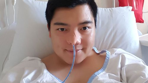Joe Tran in hospital in Sydney. He has been battling cancer for four years.