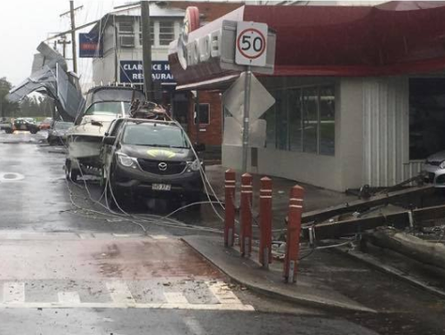 The storm ripped off the roof of the Clarence Hotel.