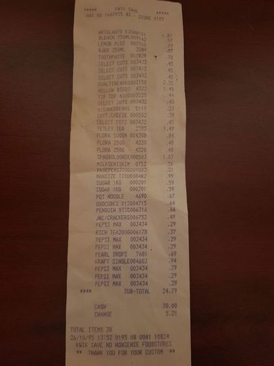 Another man from the UK found an old Kwik Save receipt from 1995.
