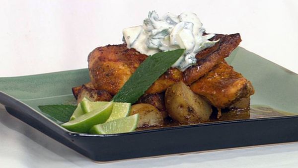 Tandoori chicken with spiced potatoes