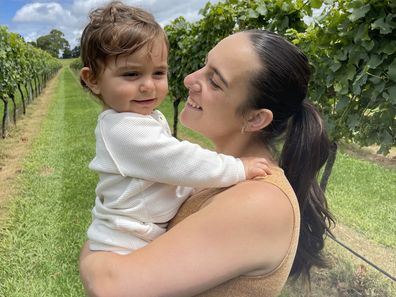 Nikolina Kharoufeh with her one-year-old son Noah. 