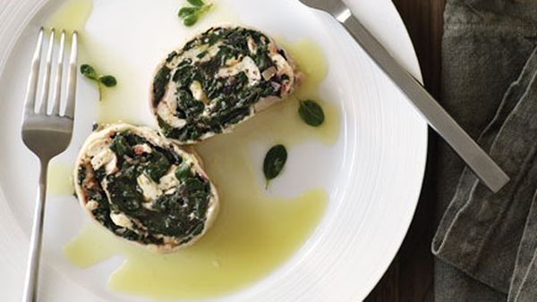 Rotolo of beetroot leaves and ricotta