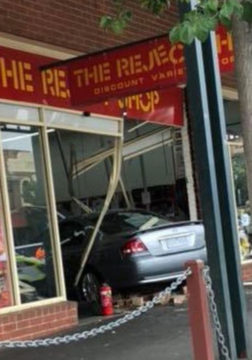 The car appears to have caused extensive damage to the shopfront. (Twitter/Andrew Park)