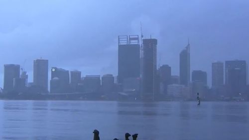 Perth Skyline raining
