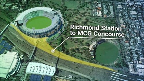 A concourse will be built at the MCG, while Richmond station will get a makeover. (9NEWS)