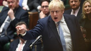 Handout photo issued by UK Parliament of Prime Minister Boris Johnson delivering a statement to MPs in the House of Commons on the Sue Gray report.