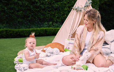 Hilary Duff with her second child Banks Violet Bair. 