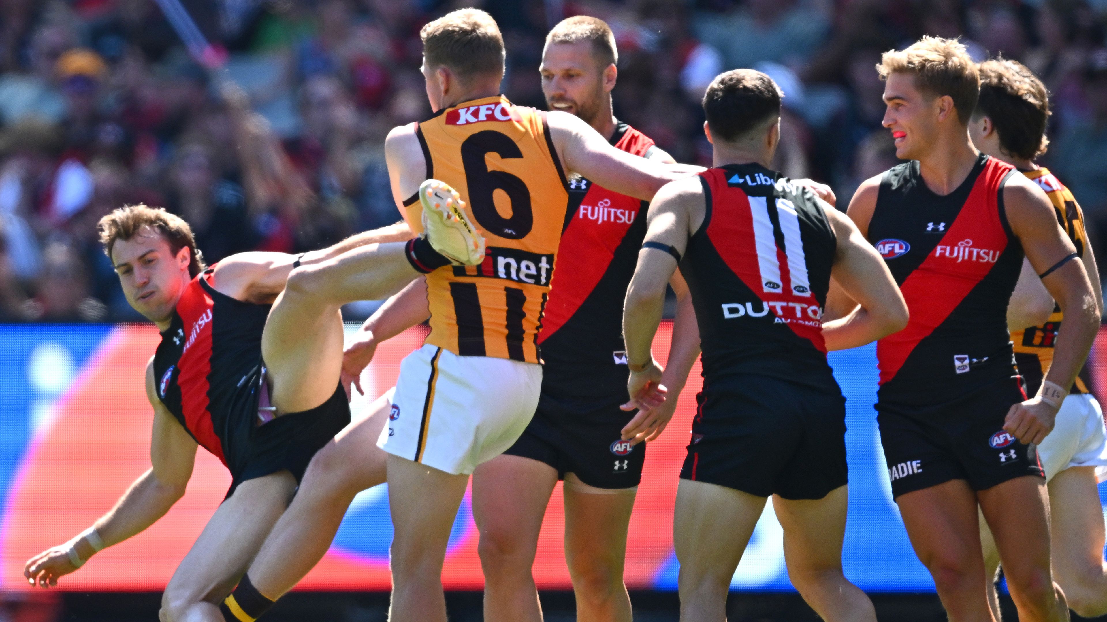 James Sicily gave away a free kick for this act on McGrath.