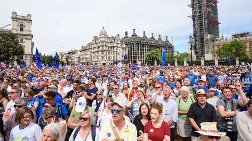 Anti-Brexit demonstrators fill Parliament Square in central London on June 23. Picture: PA