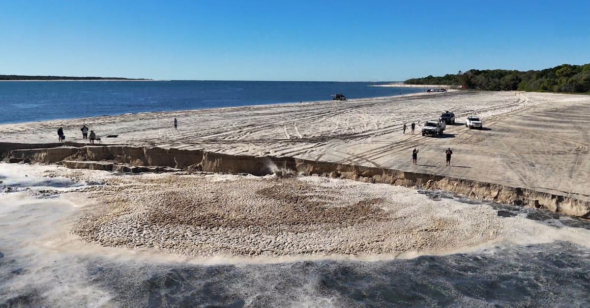 Moment sinkhole forms near popular camping spot