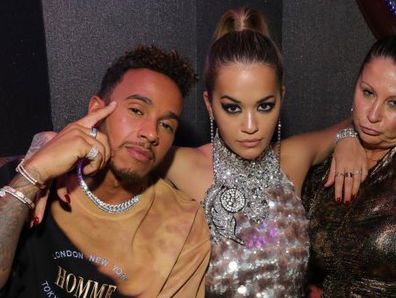Lewis Hamilton, Rita Ora, Guest and Neymar attends the Miu Miu LOVE party  at Loulou's on September 18, 2017 in London, England. 
