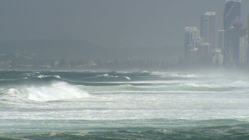 The large swell pictured on the Gold Coast. 