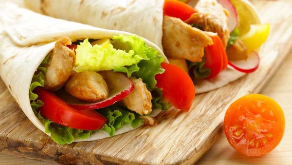 Susie Burrell's energy boost chicken wrap. Image: Supplied