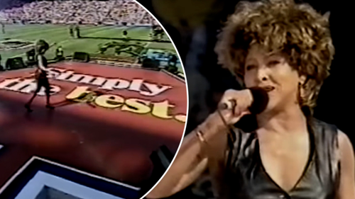 Tina Turner performs rugby league anthem "Simply The Best" at the 1993 grand final.