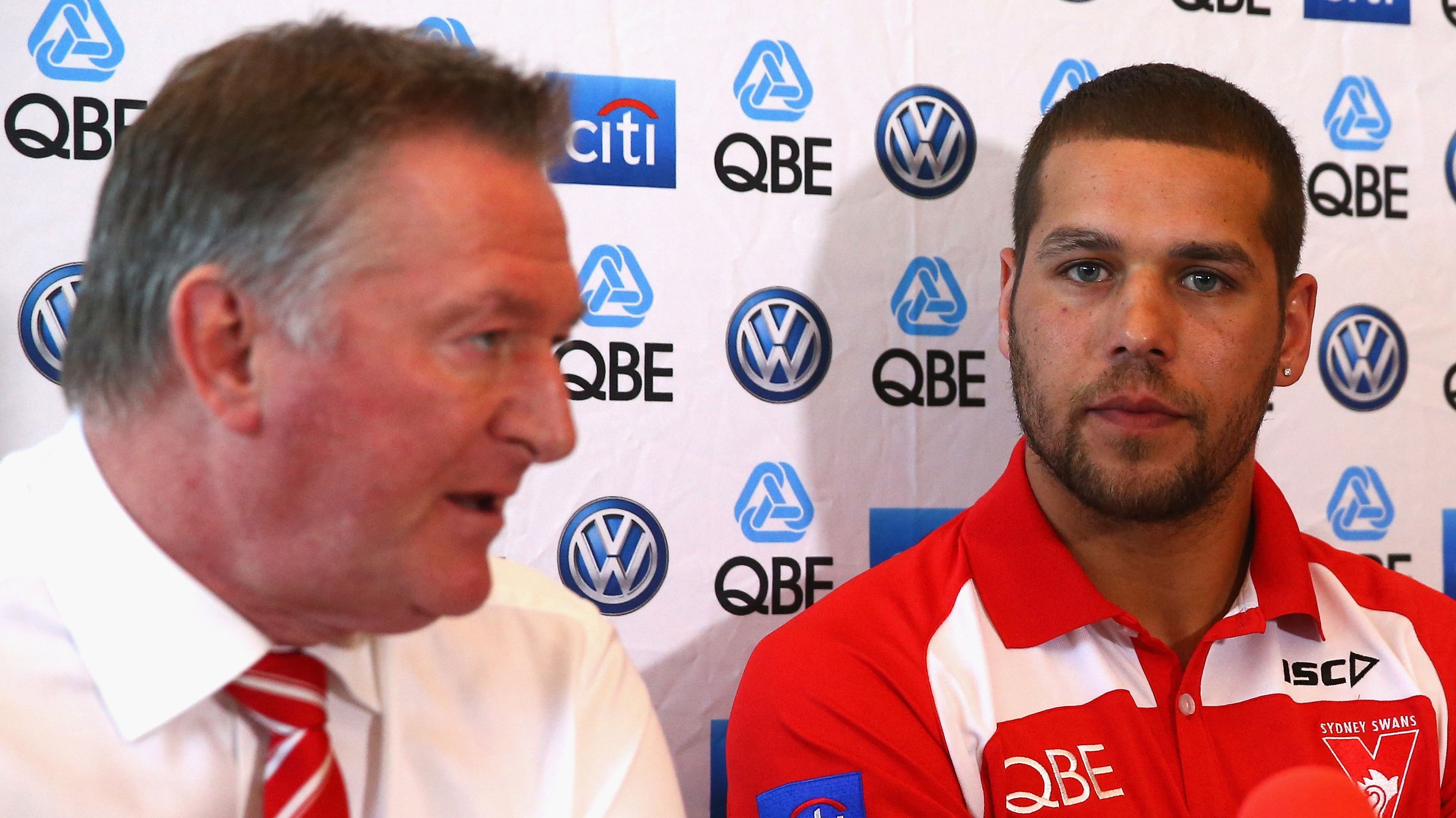 Lance &#x27;Buddy&#x27; Franklin speaks to the media during a Sydney Swans AFL press conference at Sydney Cricket Ground on October 9, 2013 in Sydney, Australia. Franklin has signed a nine year deal to play for Sydney beginning next season.