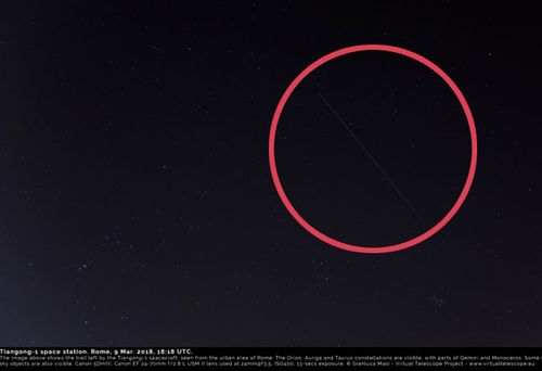 The Tiangong-1 over Rome last week. (Virtual Telescope Project).