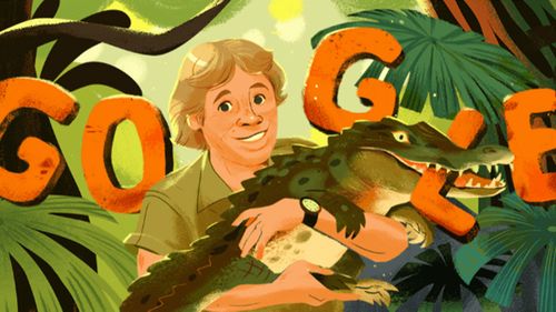 Today's Google Doodle is honouring Steve Irwin's birthday with a series of colourful illustrations