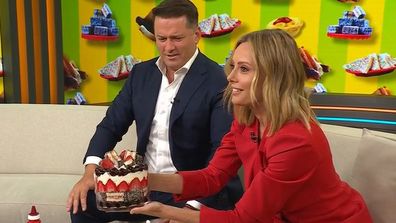 Karl and Ally were wowed by the chat's trifle for Aus Day