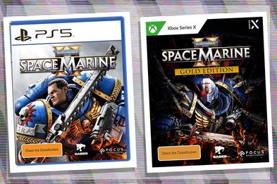 9PR: Warhammer 40,000 Space Marine 2 Standard Edition PlayStation 5 game cover and Warhammer 40,000 Space Marine 2 Gold Edition Xbox Series X game cover