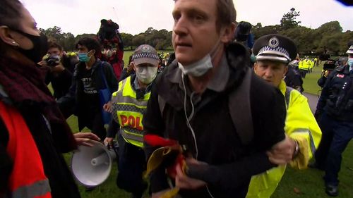 Black Lives Matter organised Paddy Gibson being removed from the Domain by NSW Police.