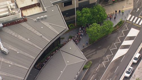 A long queue formed at Penrith Panthers Leagues Club in New South Wales.